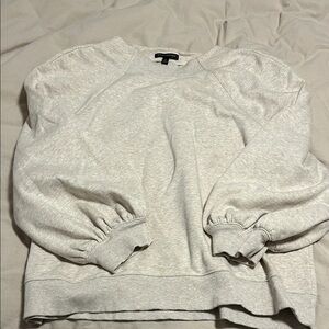 Banana Republic Cream Knit Sweater with Balloon Sleeves and Low Mockneck